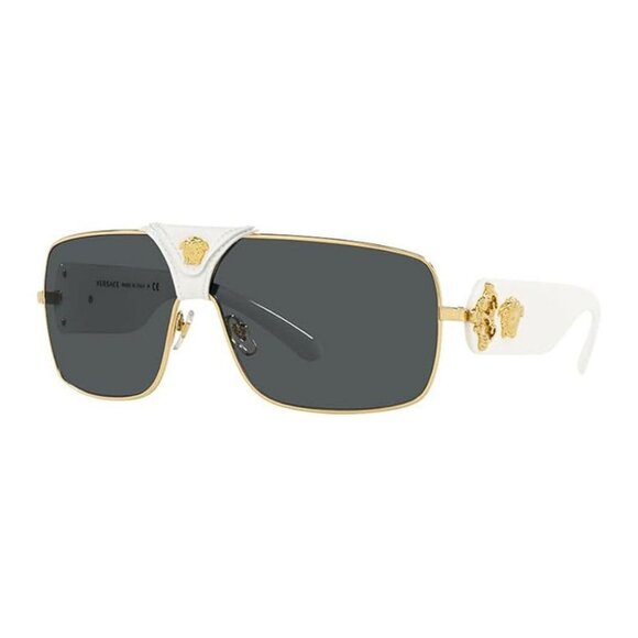 NWT VERSACE SUNGLASSES UNISEX WHITE GOLD AVIATOR EYEWEAR VERSACE